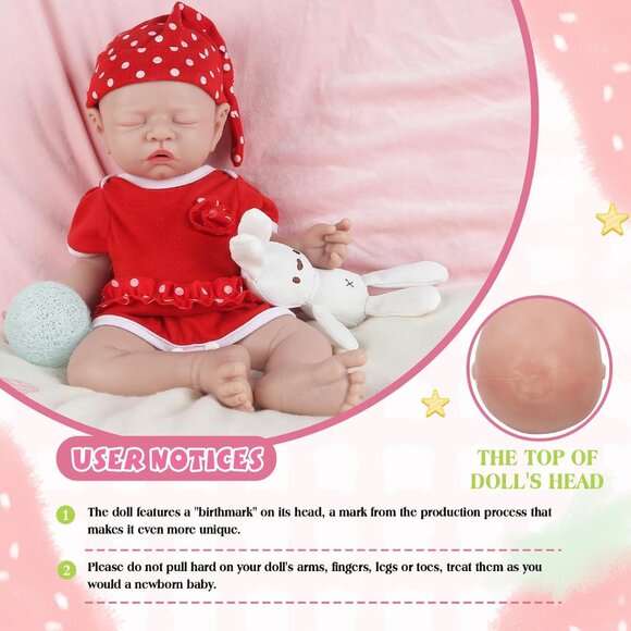 🆕12Inch Full Platinum Silicone Reborn Baby Dolls Close Eye Girl with Doll Cloth - Picture 4 of 7